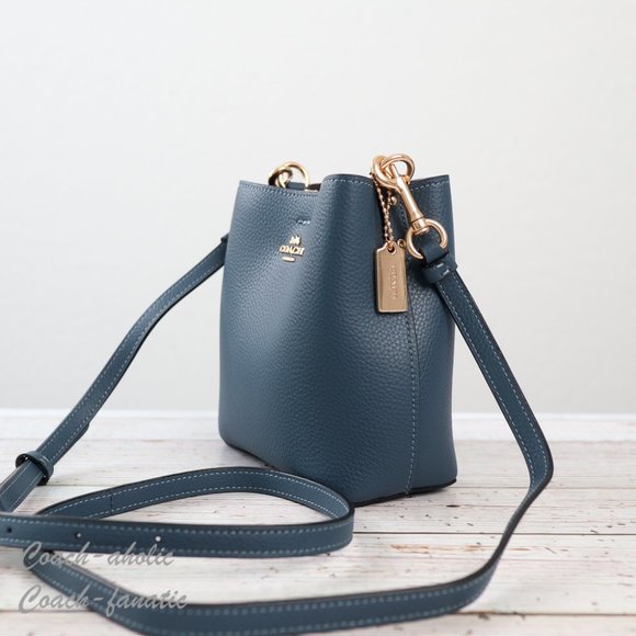 Coach C7266 Mini Town Bucket Bag Leather Crossbody in Denim - Picture 7 of 11